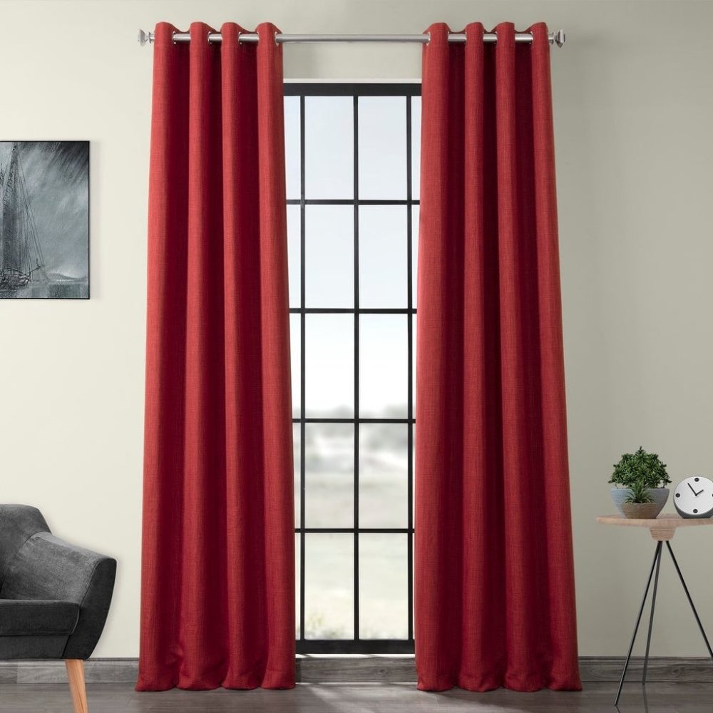 Faux Linen 50 in. W x 108 in. L Grommet Blackout Curtain (1 Panel)